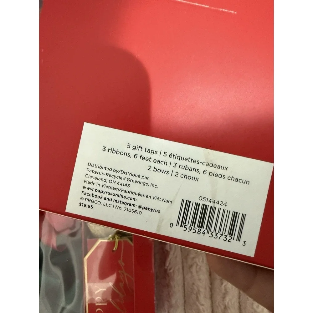 5 Boxes Christmas Gift‎ Wrapping Accessories Tags Ribbons Bows Papyrus Red Green